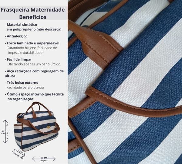 Conjunto Frasqueira Maternidade e Porta Mamadeira Parma Bege - Azul escuro - 4