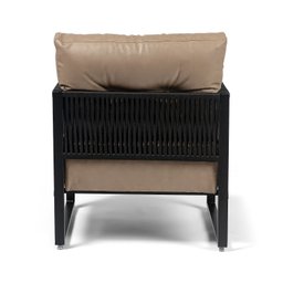 Poltrona Corda Náutica - Living, Varanda, Estar - Poltrona Araxá – Preto Corino Caramelo - 4