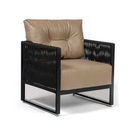 Poltrona Corda Náutica - Living, Varanda, Estar - Poltrona Araxá – Preto Corino Caramelo - 2