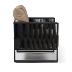 Poltrona Corda Náutica - Living, Varanda, Estar - Poltrona Araxá – Preto Corino Caramelo - 5