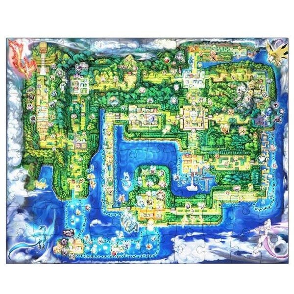 Quebra-Cabeça 90 Peças 30cm Pokémon Mapa Kanto