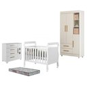 Ver imagem 1 de Guarda Roupa Flocos com Cômoda Fly e Berço Americano Soninho Branco Acetinado Colchão Americano Slee