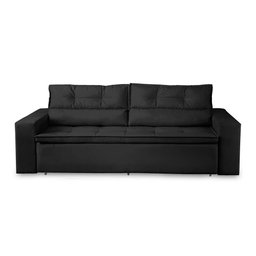 Sofá Retrátil e Reclinável 3 Lugares com Molas 2,00m Vanessa Suede Preto Rover & Beato - 5