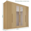 Ver imagem 3 de Guarda-Roupa Casal com Espelho 100% MDF 6 Portas 6 Gavetas Granada Premium Marrom/Jequitiba