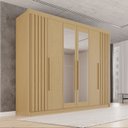 Ver imagem 1 de Guarda-Roupa Casal com Espelho 100% MDF 6 Portas 6 Gavetas Granada Premium Marrom/Jequitiba
