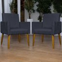 Ver mais imagens de Kit 2 Poltronas Decorativa para Sala Mari Suede Preto Pé Palito 30 Cm Castanho - Preto, Suede