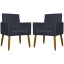 Ver imagem 1 de Kit 2 Poltronas Decorativa para Sala Mari Suede Preto Pé Palito 30 Cm Castanho - Preto, Suede