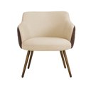 Ver imagem 7 de Kit 2 Poltronas Decorativas Kitana Pés Palito Couro/Linho Marrom/Bege - Gran Belo