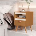 Ver imagem 2 de Kit Conjunto 2 Mesas de Cabeceiras Criado Gaveta Nicho Sal:nature/off White