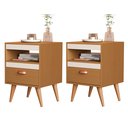 Ver imagem 1 de Kit Conjunto 2 Mesas de Cabeceiras Criado Gaveta Nicho Sal:nature/off White