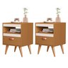 Kit Conjunto 2 Mesas de Cabeceiras Criado Gaveta Nicho Sal:nature/off White - 1