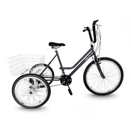 Triciclo Aro 26 Chumbo/Branco - Montagem Hiper - 1