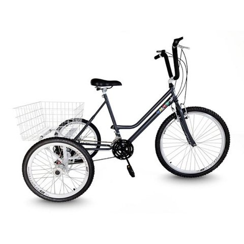 Triciclo Aro 26 Chumbo/Branco - Montagem Hiper