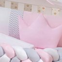 Ver imagem 6 de Kit Protetor Berço Trançado Coroa Menina Rosa 11 Peças
