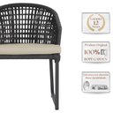 Ver imagem 3 de 1 Cadeira Noronha Aluminio Micro Pintura Preta, Tr. Telinha Corda Nautica Preta, Estofado - Bege