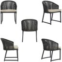 Ver imagem 5 de 1 Cadeira Noronha Aluminio Micro Pintura Preta, Tr. Telinha Corda Nautica Preta, Estofado - Bege