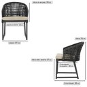 Ver imagem 2 de 1 Cadeira Noronha Aluminio Micro Pintura Preta, Tr. Telinha Corda Nautica Preta, Estofado - Bege