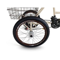 Triciclo Retrô Aro 26 - Creme/Marrom - Montagem Hiper - 8