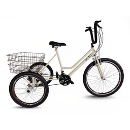 Triciclo Retrô Aro 26 - Creme/Marrom - Montagem Hiper - 1