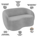 Ver imagem 4 de Sofá 3 Lugares 160cm Sala de Estar Living Oscar K01 Veludo Cinza - Lyam Decor