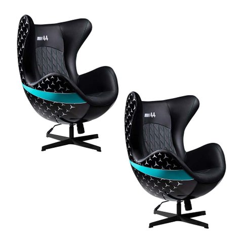 Kit 2 Poltronas Decorativas Egg Chair nº 44 Hamilton Preta - Gran Belo