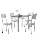 Ver imagem 1 de Conjunto de Mesa Sala de Jantar Sara com 4 Cadeiras Tubular Granito 1,20m Artefamol Branco / Floral