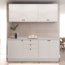Ver imagem 1 de Cozinha Compacta Modulada 7 Portas 3 Gavetas 100% MDF 1 Tampo Sevilha Branco/Artico