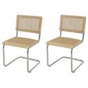 Ver imagem 1 de Kit 2 Cadeiras de Jantar Cesca com Base Inox Assento Encosto em Palha Trançada para Sala de Estar