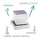 Ver imagem 3 de Kit Com 2 Acabamento Quadrado Registro 1/2 e 3/4 Volante C-80 Metal Cromado Padrão Deca