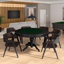 Ver imagem 1 de Conjunto Mesa de Jogos Carteado Bellagio Tampo Reversível e 6 Cadeiras Madeira Poker Base Estrela Pu