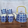 Bule Chaleira Cerâmica Oriental Decorativa com 6 Copos e Infusor Estampa 18 - 2