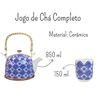 Bule Chaleira Cerâmica Oriental Decorativa com 6 Copos e Infusor Estampa 18 - 6