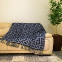 Ver imagem 2 de Xale Manta Para Sofá E Poltrona Luxo 2 Lugares Estampada Creta Azul