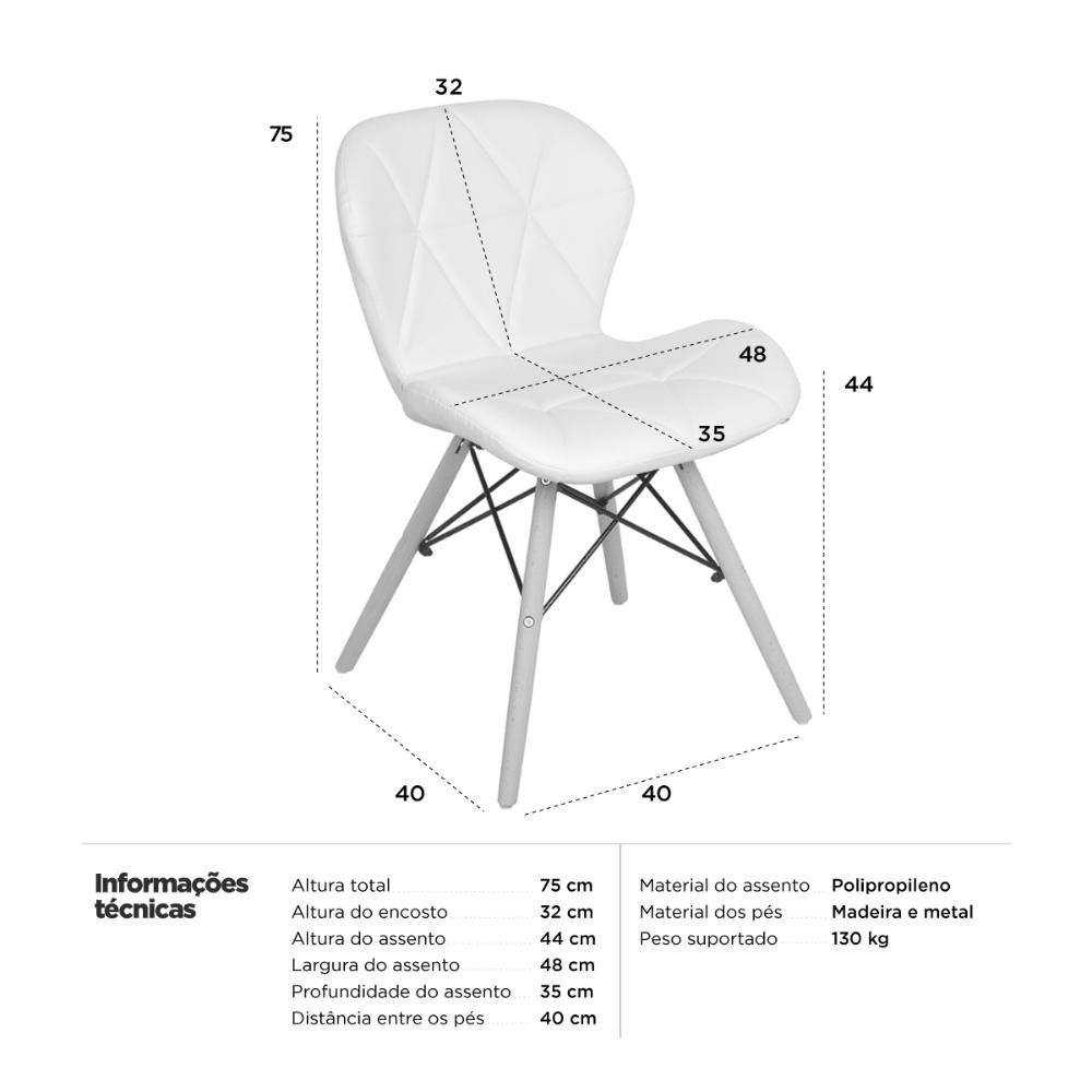 Kit 6 Cadeiras Estofadas Charles Eames Eiffel Slim Wood Confort - 6