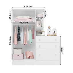 Guarda Roupa com Comoda Doce Sonho 4070 Branco - 3