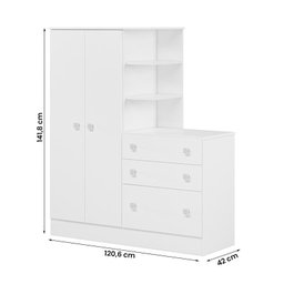 Guarda Roupa com Comoda Doce Sonho 4070 Branco - 4