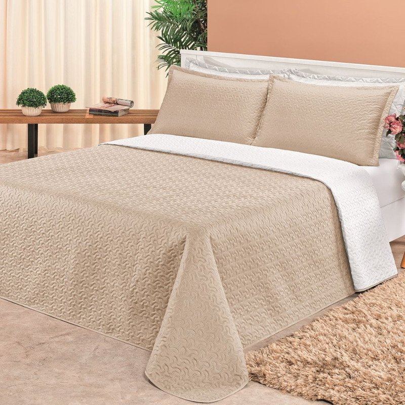 Colcha Para Cama Queen Clara Kit com 3 Peças Branco Lindo - 2