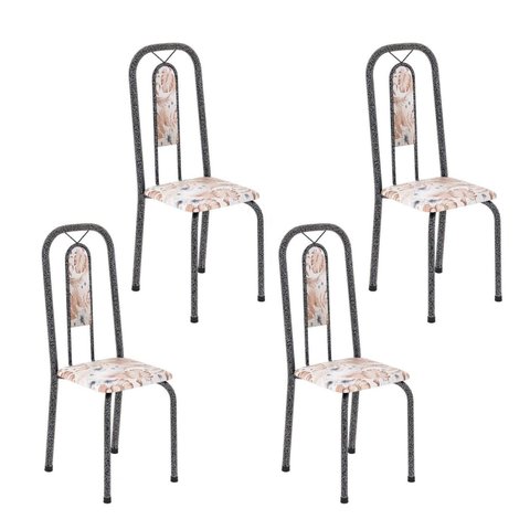 Cadeiras para Sala de Jantar 4 Unidades Lívia Prata/Botanic Bege/Mart