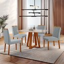 Ver imagem 1 de Conjunto Sala de Jantar Mesa Floripa Madeira Maciça 120x80cm Tampo Retângular Vidro Off White com 4