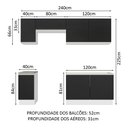 Ver imagem 4 de Armário de Cozinha Completa 240cm Branco/Preto Glamy Madesa 10