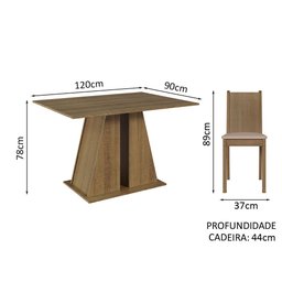 Conjunto Sala de Jantar Mesa Tampo de Madeira 4 Cadeiras Rustic/bege Marilyn Madesa - 3