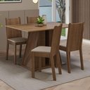 Ver imagem 1 de Conjunto Sala de Jantar Mesa Tampo de Madeira 4 Cadeiras Rustic/bege Marilyn Madesa
