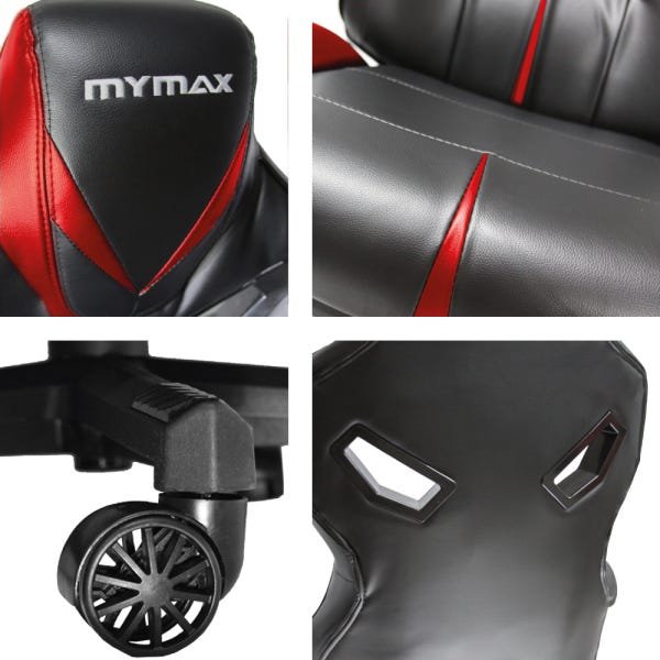 Cadeira Gamer Mx8 Giratória Preto/Vermelho Mymax - 4