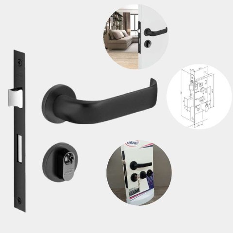 Fechadura Imab Duna Preto Fosco Máquina 40mm Externa
