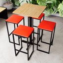 Ver imagem 1 de Conjunto Mesa Alta Bar Bistrô Quadrada Pinus 4 Bancos Estofado Don Castro Decor