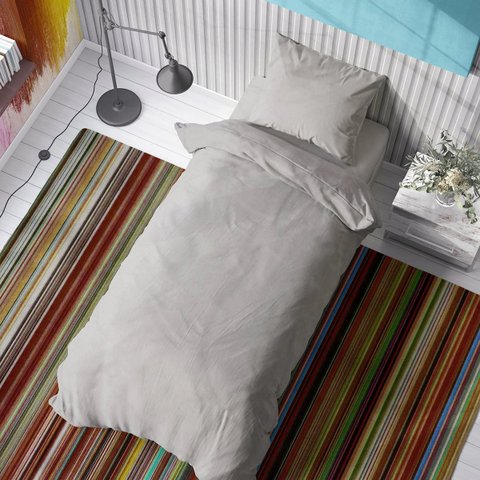 Capa Duvet Percal para Edredom Solteiro 180x240cm c/ Zíper- Bege + Fronha FASTLAR Capa Duvet Solteir
