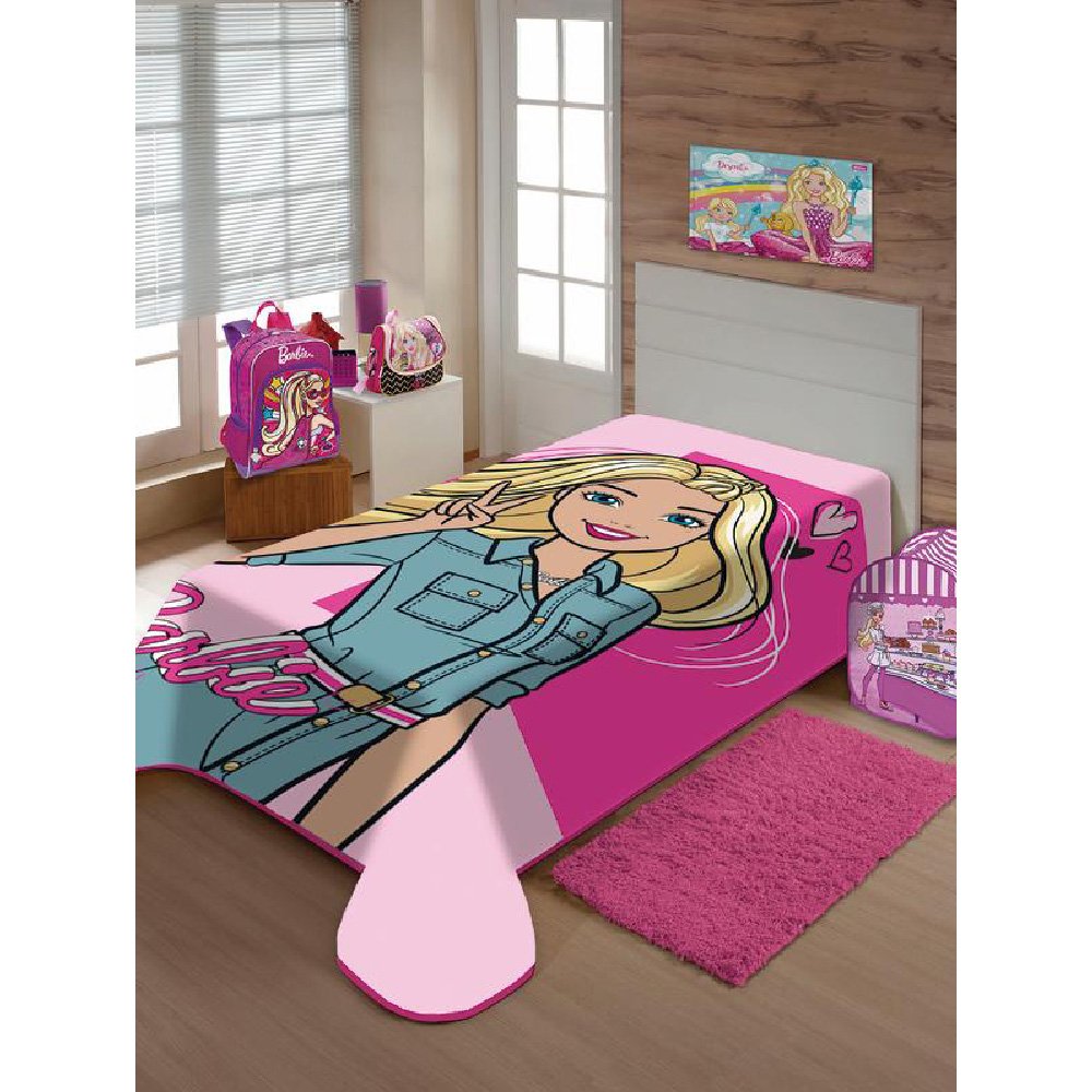 Cobertor Infantil Raschel 1,50X2,00 Barbie Moda Licenciado - 1