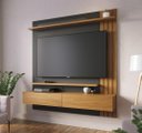 Ver imagem 1 de Painel para Tv com Bancada Suspenso Juriti 150mt com 2 Portas e 1 Prateleira Noce Milano / Preto Fos