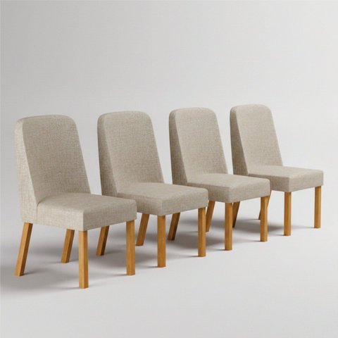 Kit 4 Cadeiras para Sala de Jantar Isis Bege/Cinamomo/Palha