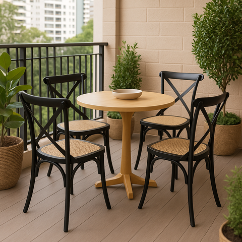 Kit 4 Cadeiras Paris com Assento Rattan e Polipropileno para Sala de Jantar Área Gourmet